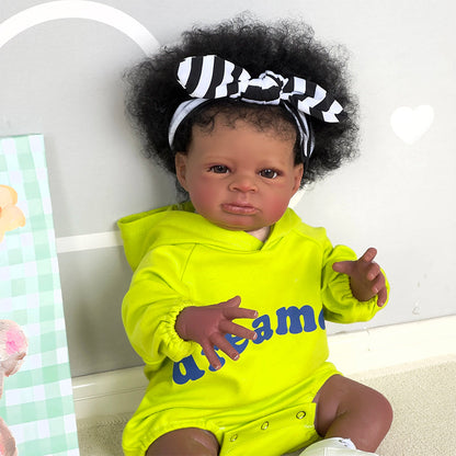 20 Inches Open Eyes Curly Hair African American Reborn Doll-Lanny