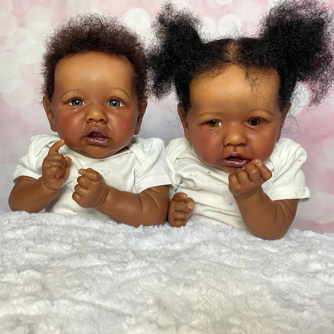 22 Inches Dark Skin Open Eyes Reborn Doll Twins-Saskia