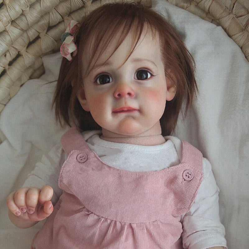 22 Inches Sweet Larry Brown Eyes Reborn Doll Girl- Maggie Series