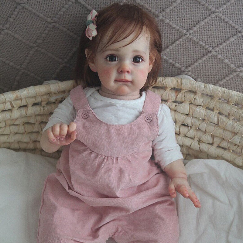 22 Inches Sweet Larry Brown Eyes Reborn Doll Girl- Maggie Series