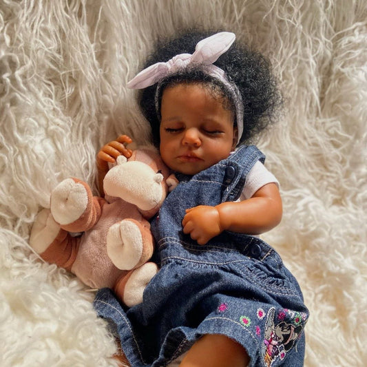 Zora 20 Inches Closed Eyes African American Reborn Dolls-Loulou