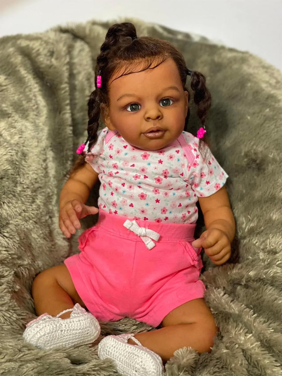 Renee 24 Inches 60cm Open Eyes Dark Skin Reborn Doll-Jaylan