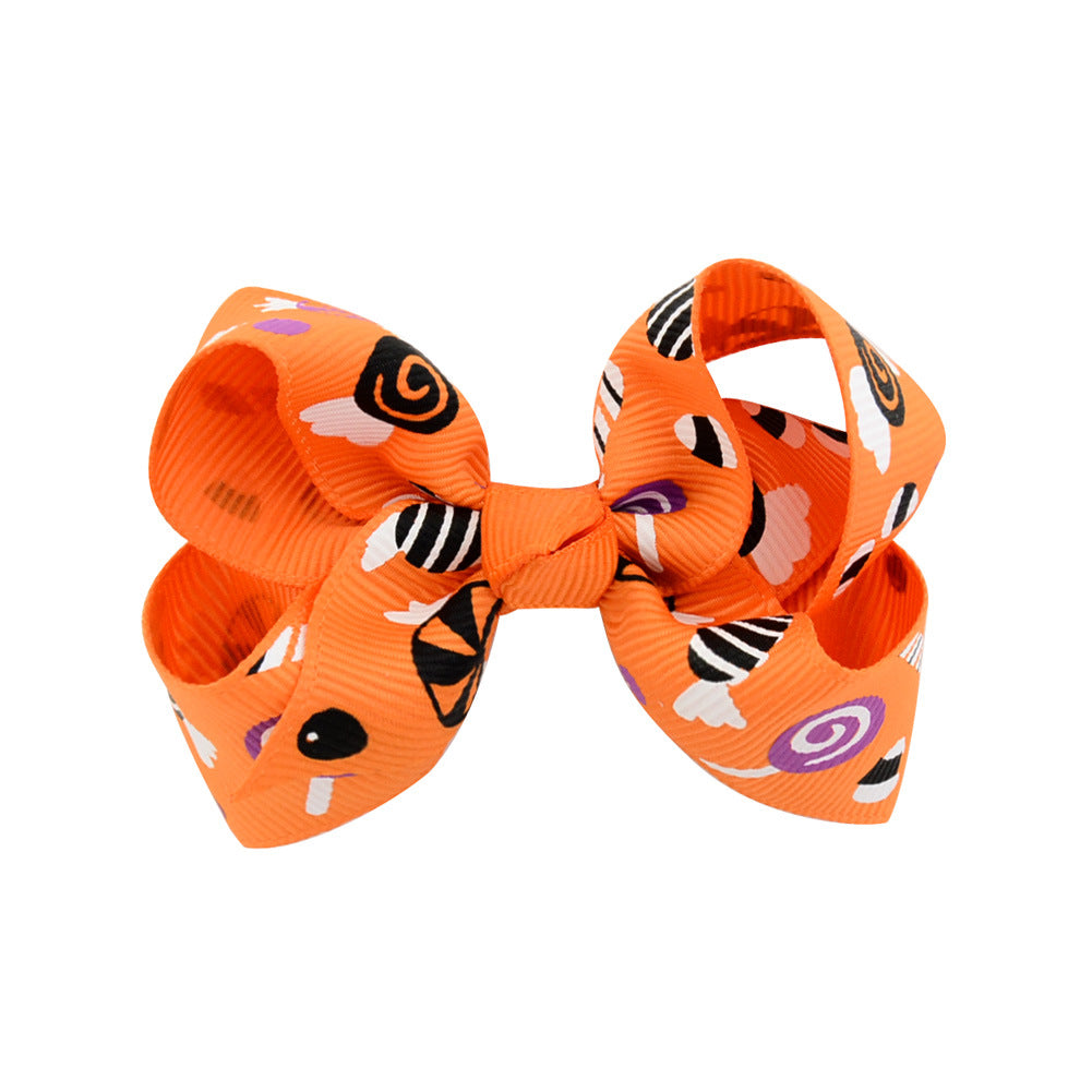 Halloween cartoon print bow barrettes