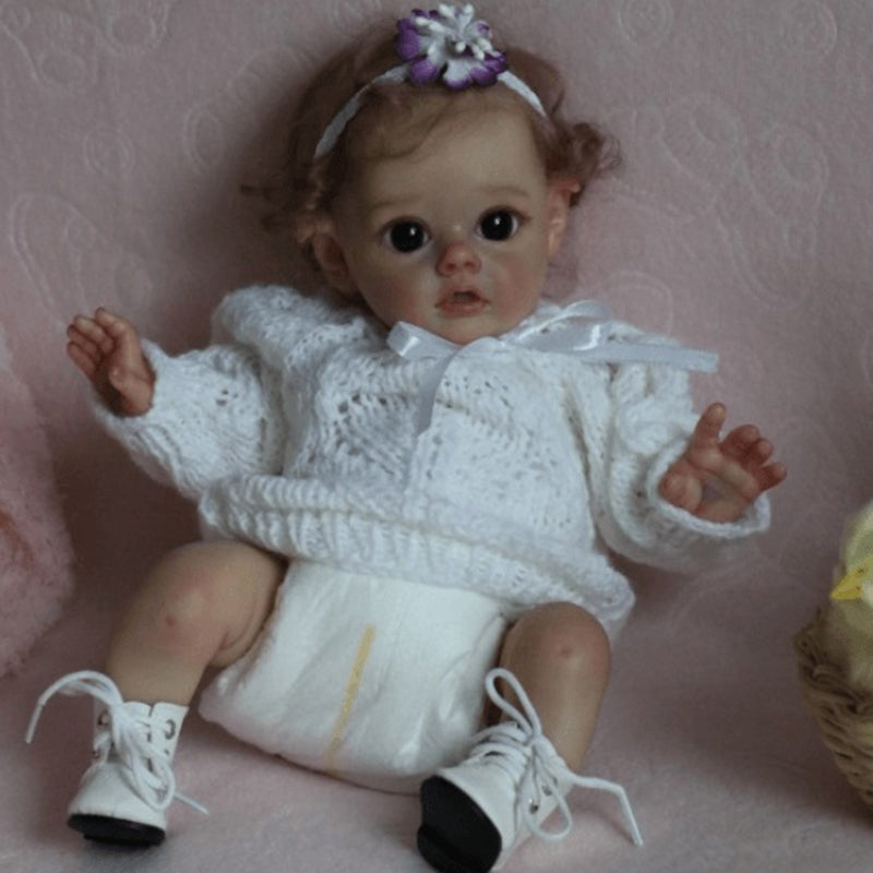 12 Inches Sweet Tracy Short Blonde Hair Open Eyes Reborn Doll Girl-Flo Fairy Serie