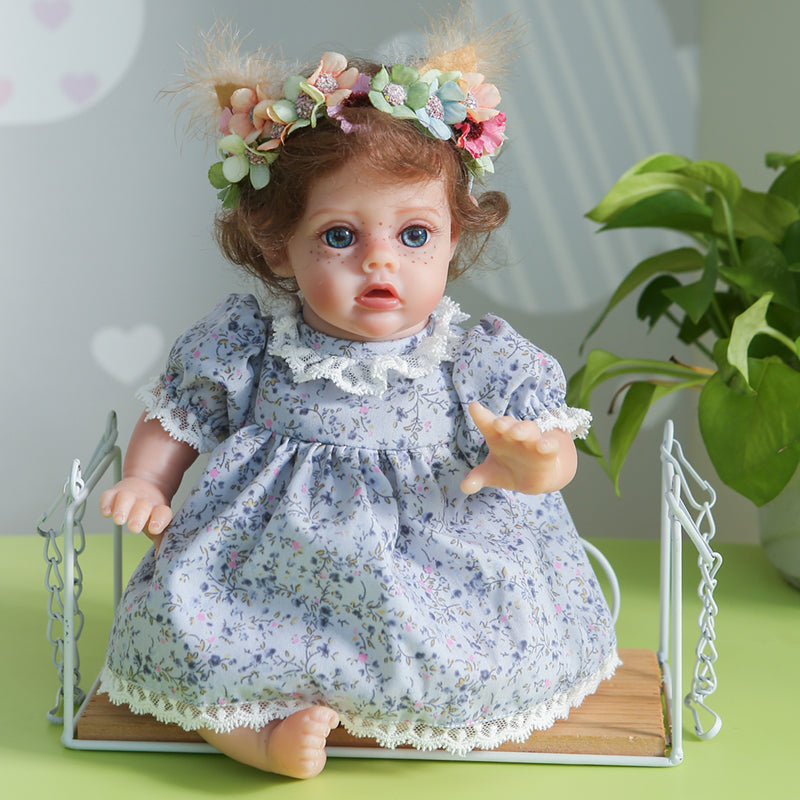 12 Inches Carrie Short Blonde Hair Open Eyes Reborn Doll Girl-Flo Fairy Serie