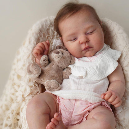 20 Inches Reborn Dolls with Closed Eyes and Hair - Peaches