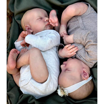 18 Inches Closed Eyes Reborn Dolls Twin Sisters-Levi