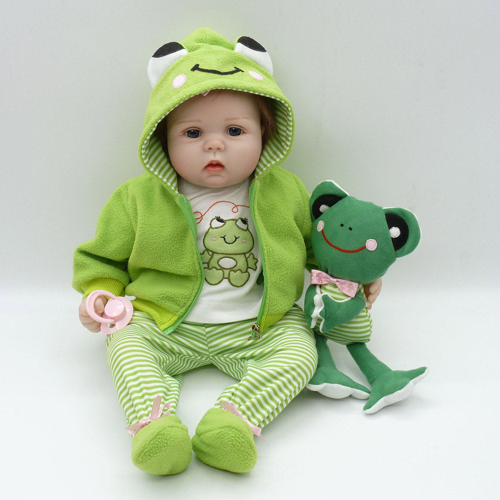 22 inch 55cm Reborn Girl Dolls with Frog Gift