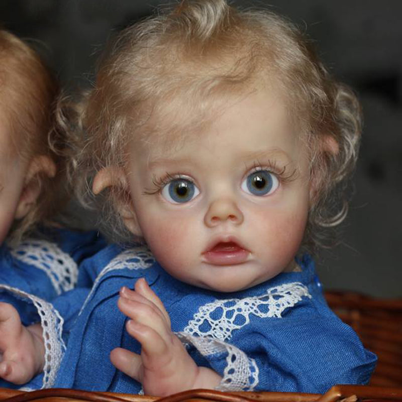 12 Inches Elsa Short Blonde Hair Open Eyes Reborn Doll Girl-Flo Fairy Serie