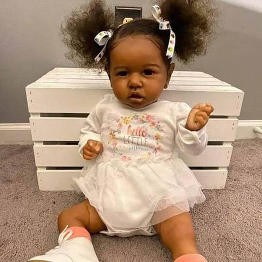 Real life 22 Inches Little Diaz Reborn Baby Doll African American Baby Girl-Saskia Series