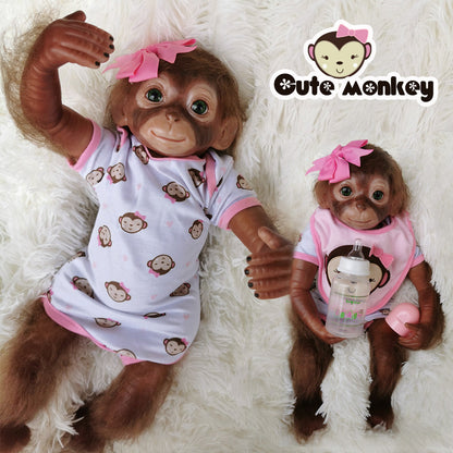 20 Inch Pink Flower Hairpin Reborn Monkey Baby Doll