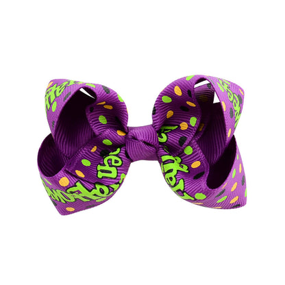 Halloween cartoon print bow barrettes