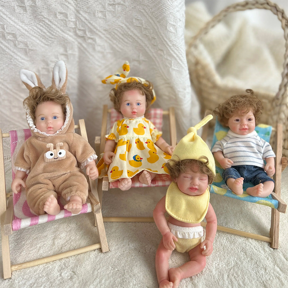 6 inches Open Eyes Short Hair Mini Full Silicone Reborn Doll