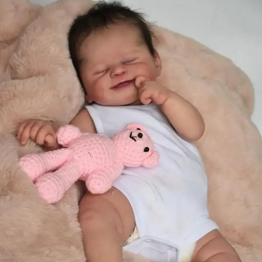 19 inches rooted hair Closed Eyes Smiling face Reborn Dolls-Alisha