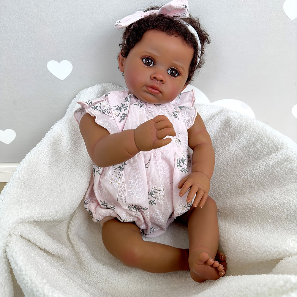 60cm cherry African American Open Eyes reborn doll - Cuddly