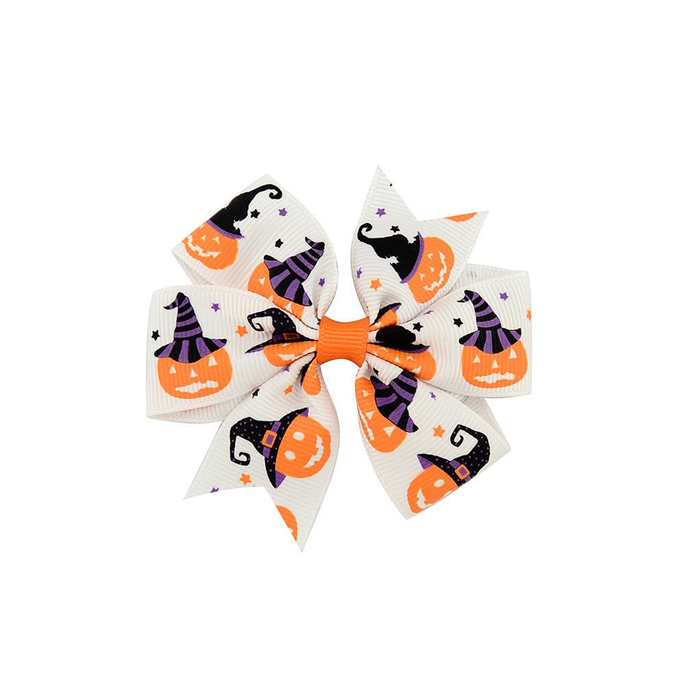 Halloween ribbed band bowknot children barrettes