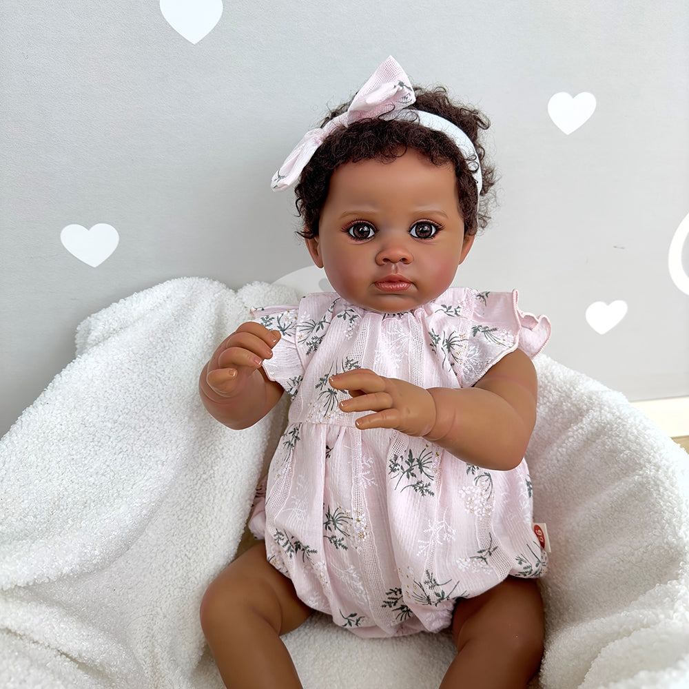 60cm cherry African American Open Eyes reborn doll - Cuddly