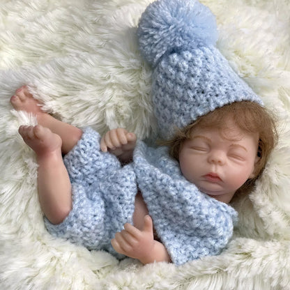 6 inches Closed Eyes Short Hair Mini Full Silicone Reborn Doll Girl